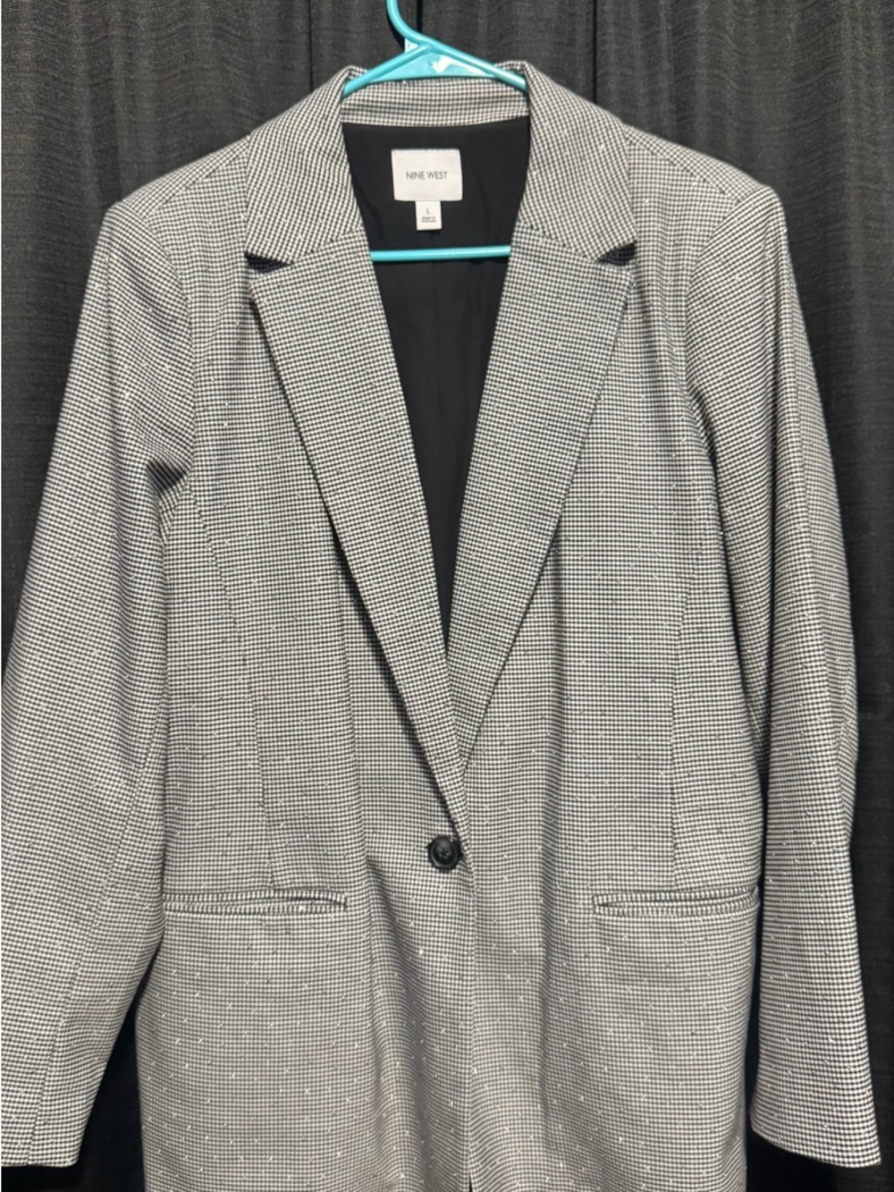 Nine West Black and White Houndstooth Blazer